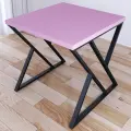 Стол кухонный Loft с квадратной столешницей розового цвета из массива сосны 40 мм и черными металлическими Z-образными ножками, 70x70х75 см