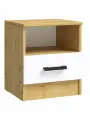 Тумба прикроватная столплит ЭКО с выдвижным ящиком и полкой, ЛДСП, Дуб Вотан-Белый Гладкий.