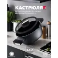 Кастрюля алюминиевая с крышкой, 24 см, 3,5 литра, черная, BERGNER