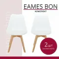 Стулья для кухни 2 шт со спинкой пластиковые белые комплект Eames Bon