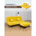 Комплект мягкой мебели Диван и Пуф 301 механизм клик-кляк, материал износостойкий велюр, цвет желтый