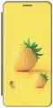 Чехол-книжка на Apple iPhone XR / Эпл Айфон Икс Эр с рисунком Желтая клубника золотистый