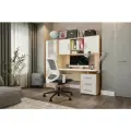 Стол компьютерный с надстройкой и стеллажом Лайт К3, Дуб сонома/белый, MEBELSON