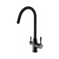 Смеситель для кухни Frap H96 F4396-6 Черный матовый латунь на столешницу Китай