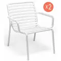 Комплект из 2-х садовых обеденных кресел для дачи Nardi Doga Relax, из стеклопластика, цвет белый