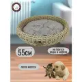 Лежанка для кошек, для собак 55см Плетеный мир Индийское дерево , плетеная из полиротанга с двусторонней подушкой