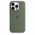 Чехол силиконовый MagSafe для iPhone 14 Pro Olive с анимацией NFC, Silicone case MagSafe для айфон 14 Про зелёный