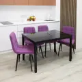 Стол со стеклом раскладной норд 110/150х70см, стекло мрамор черный, подстолье черное, TALMER