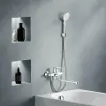 Смеситель для ванной и душа Damixa Apollo с универсальным изливом и душевой набором, ручной душ, гарантия 10 лет, Дания