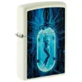 Оригинальная бензиновая зажигалка ZIPPO Woman in Tube с покрытием Glow In The Dark Green, латунь/сталь, белая, 38x13x57 мм
