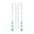 Серьги цепочки Diamant online, серебро, 925 проба, родирование, топаз, длина 6 см, , голубой