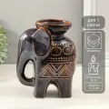 Подсвечник керамика на 1 свечу Слонёнок. Этнические узоры, коричневый, 10х14.5х18 см
