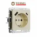 Встраиваемая розетка со шторками и USB тип A+C Werkel W11717434, быстрая зарядка Quick charge 3.0, айвори акрил