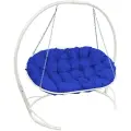 Диван садовый M-group мамасан подвесной белое, синяя подушка