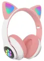 Беспроводные Bluetooth наушники с кошачьими светящимися ушками для детей и взрослых Cat Ear VZV-28M розовый