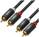 GCR Кабель 15.0m аудио 2 х RCA / 2 х RCA, GOLD, черный