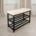 Банкетка обувница лофт в прихожую с мягким сиденьем и полками для обуви
