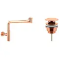 Сифон для раковины Wellsee Drainage System 182127003 в наборе 2 в 1: металлический сифон и универсальный донный клапан в цвете розовое золото