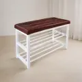 Банкетка для прихожей с мягким сиденьем и полками под обувь, нагрузка 200 кг