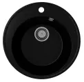 Мойка кухонная Ulgran Quartz Nora 485-07 48x48, кварцевая, матовая, черная, круглая, российская