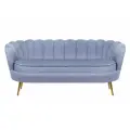 Прямой дизайнерский диван ракушка, Pearl triple blue, интерьерный, синий