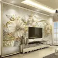 Обои на заказ, 3d фотообои, Papel de Parede, роскошные золотые обои в европейском стиле с узором, ювелирные изделия, ТВ-фон, обои, домашний декор, Porcelain relief, Customized size