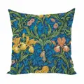 Подушка декоративная Ирисы на синем Моррис 40х40 велюр