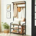 Вешалка напольная VASAGLE с полкой для обуви в прихожую Лофт
