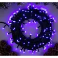 Гирлянда интерьерная светящаяся Нить 20 м, IP20, тёмный шнур, 200 LED, свечение фиолетовое, 8 режимов, работает от сети, 220 В, декоративная новогодняя электрогирлянда для украшения дома и на елку, праздничный декор на новый год