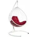 Кресло кокон W-GROUP Капля с ротангом, 98х186 см, до 120 кг белый/бордовый