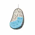 Подвесное кресло овал ротанг коричневое (без стойки), голубая подушка