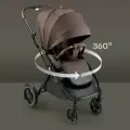 Коляска прогулочная детская Happy Baby Luna 360, реверсивный блок 360 градусов, темно-коричневая
