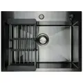 Мойка Раковина черная врезная из нержавеющей стали SIRIUSLINE Premium 60*45 см. Цвет Графит. В комплекте с дозатором, коландером и сифоном