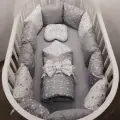 Комплект бортиков в кроватку из 16 предметов Mamdis для новорожденных и малышей серый