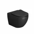 Унитаз подвесной Grossman GR-4411BMSQ с микролифтом, безободковый, овальный, черный, без бачка, фаянсовый, антивсплеск