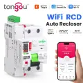 TONGOU Тип A RCCB RCD WIFI Автоматический записывающий механизм 16-63A 30 мА 2-полюсный интеллектуальный автоматический выключатель с защитой от повышенного/пониженного напряжения