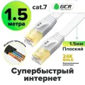 Патч-корд для интернета cat.7 FTP 10 Гбит/с RJ45 LAN экранированные коннекторы 24K GOLD (GCR-L304) белый 1.5м