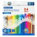 Карандаши акварельные 24 цвета Brauberg (L=176мм, мягкие, с кистью) (181849), 6 уп.