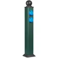 Розетка уличная влагозащищенная на 2 EURO розетки 220V, на садовом столбике, Зелёная (свая в комплекте)