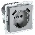 BRITE Розетка одноместная с заземлением с защитными шторками 16А с USB A+A 5В 3,1А РЮш10-2-БрА алюминий IEK