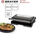 Электрический гриль-пресс BRAYER ВR2003, 900Вт, антипригарное покрытие, поддон, защита от перегрева,22,8*14,3 см, черный