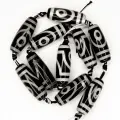 KamenOpt / Бусины Дзи 2 глаза Агат черный, 11х30 мм, нить / 10 шт