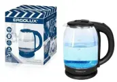 Чайник ERGOLUX ELX-KG05-C02, стеклянный, с LED подсветкой, 1,8 л, 1600Вт, чёрный