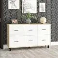 Комод 6 ящиков РВК 127-1504 цвет Дуб сонома/белый ШхГхВ 150,4х37,4х87 см.