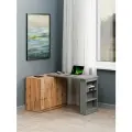 Стол угловой письменный трансформер 105х50х75 см, Дуб Вотан + серый. Столешница 25 мм.
