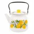 Чайник 2,3л эмаль Лимоны С2714.3*97 белый с пл. кнопкой стальэмаль