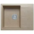 Мойка для кухни каменная POLYGRAN GALS-620, бежевая, врезная, квадратная, с крылом (Песочный)
