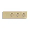 Сенсорный выключатель с розеткой 2кл. 3 розетки, 4 поста (2G+3EU) стекло299х86мм цвет золотой