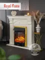 Камин электрический напольный Royal Flame модель Dublin рустик слоновая кость с очагом Majestic Brass, звуковой эффект потрескивания, обогрев 1.5 кВт