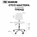 Стул PROcolors ТРЕНД, с регулировкой высоты, со спинкой, белый
